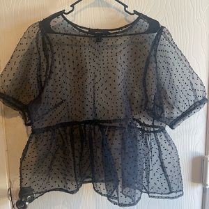 Forever 21 Plus Size Black Sheer Peplum Top